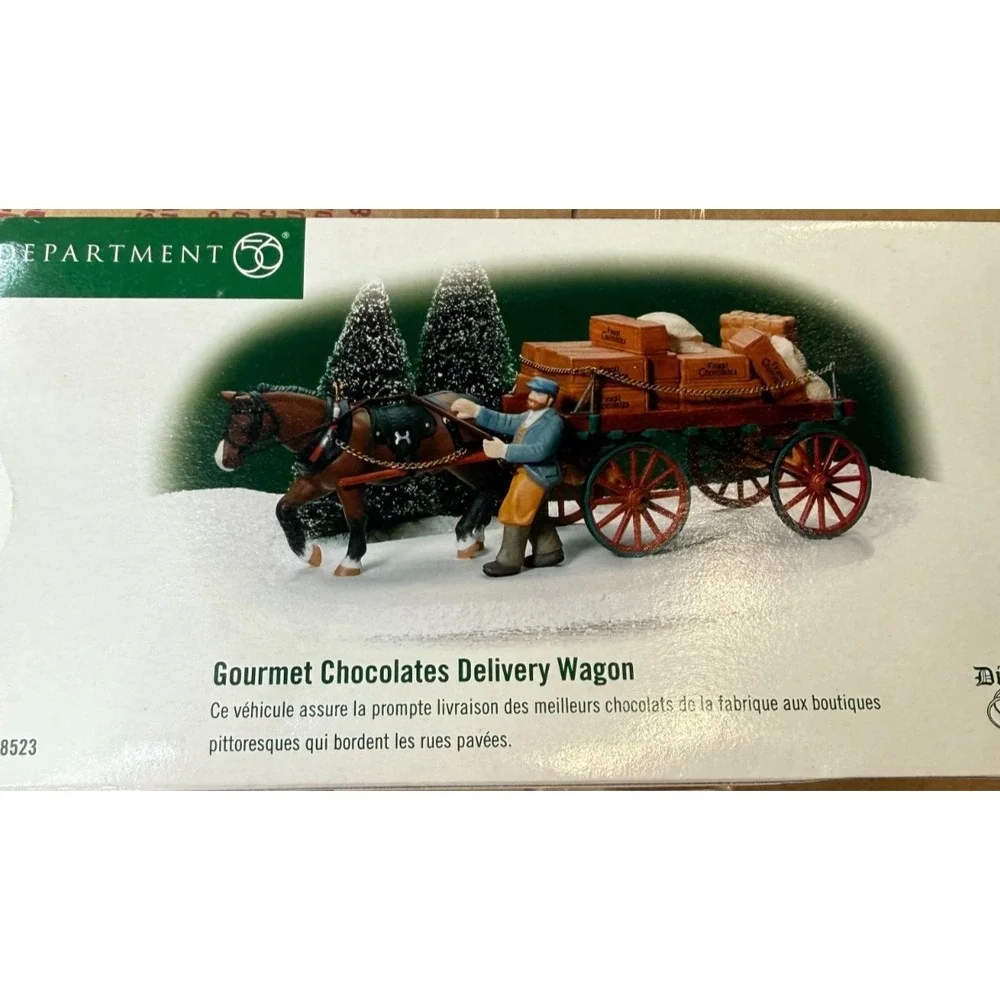 Department 56 Dickens Village Gourmet Chocolates Delivery Wagon Horse Drawn Cart